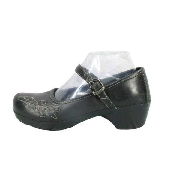 Dansko Shoes - Dansko Black Leather Slip On Maryjane Clogs Heel Shoes Size 38 US 8